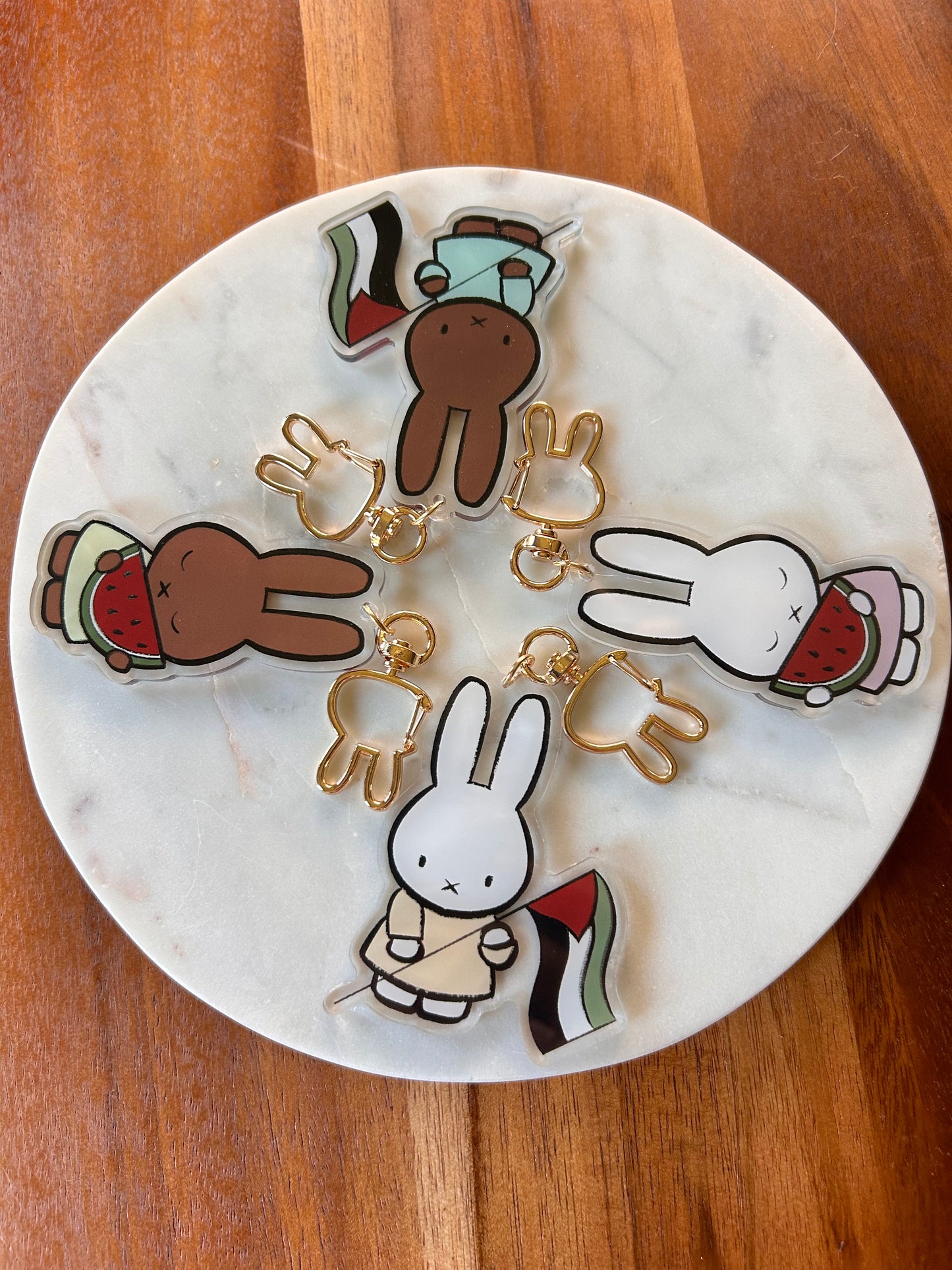 miffy x melanie pro Palestine acrylic keychains