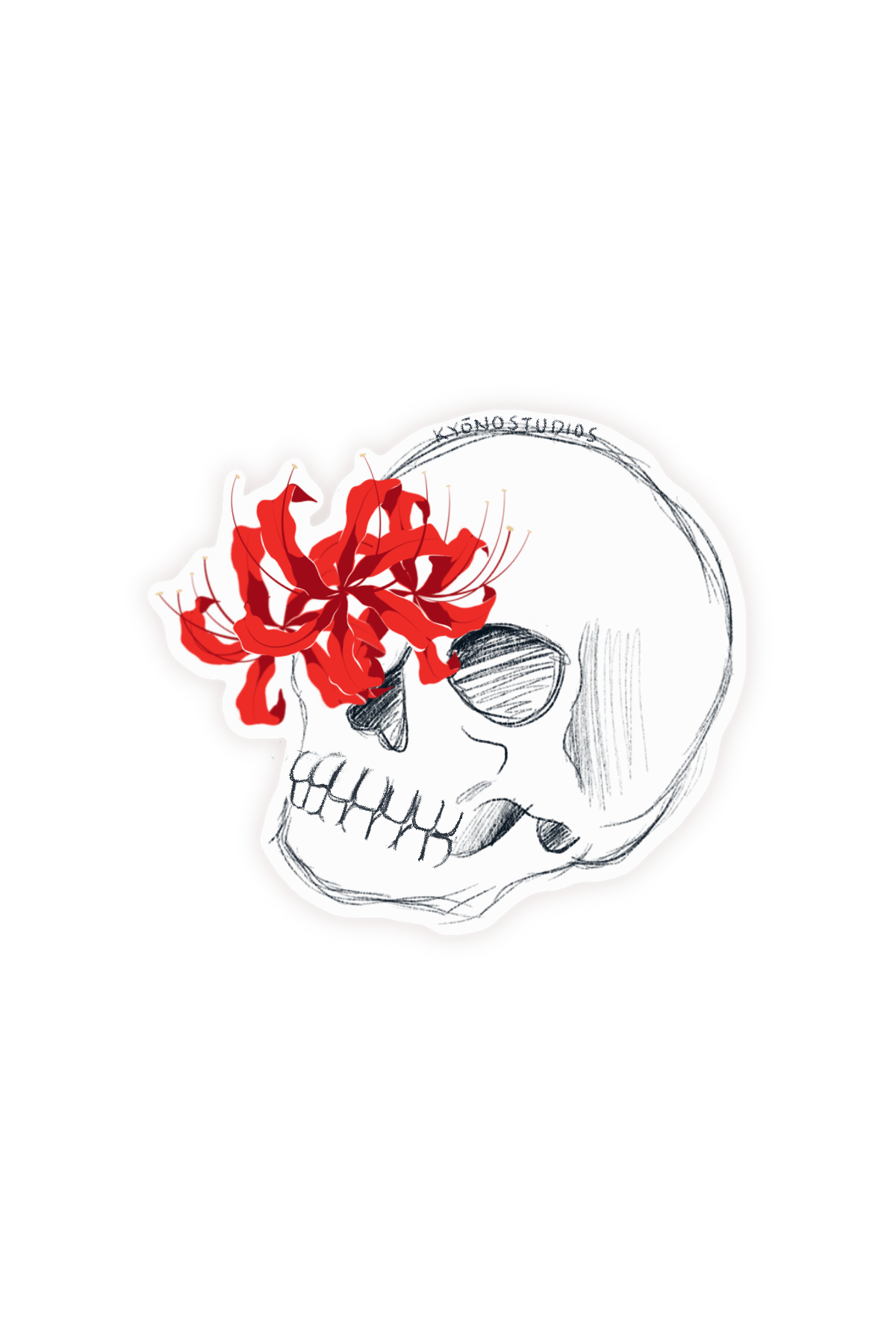 die cut spider-lily skull sticker