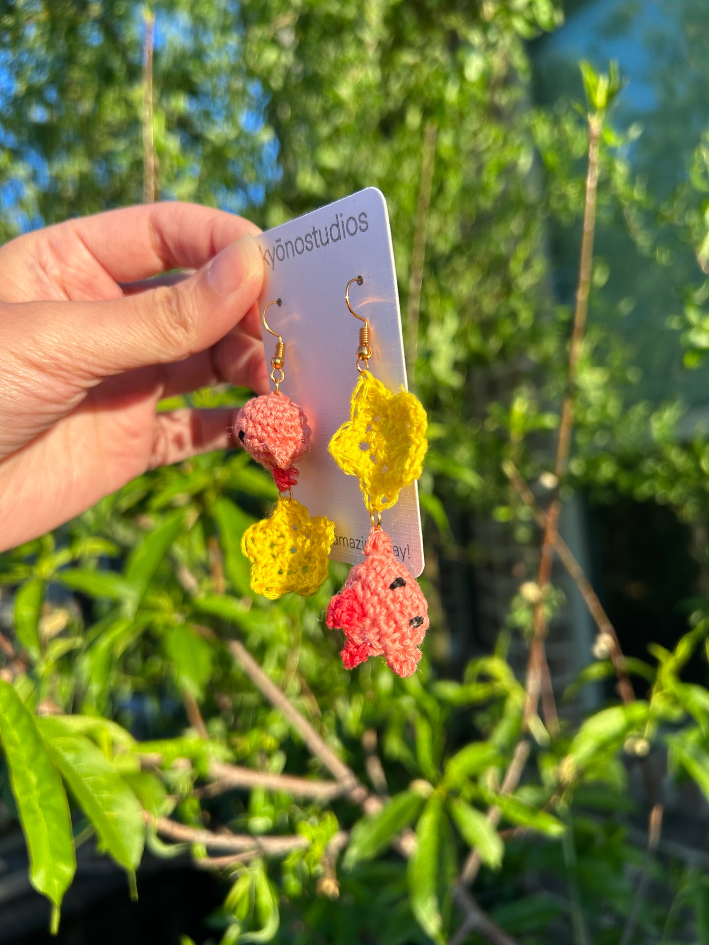 kirby+star micro-crochet earrings