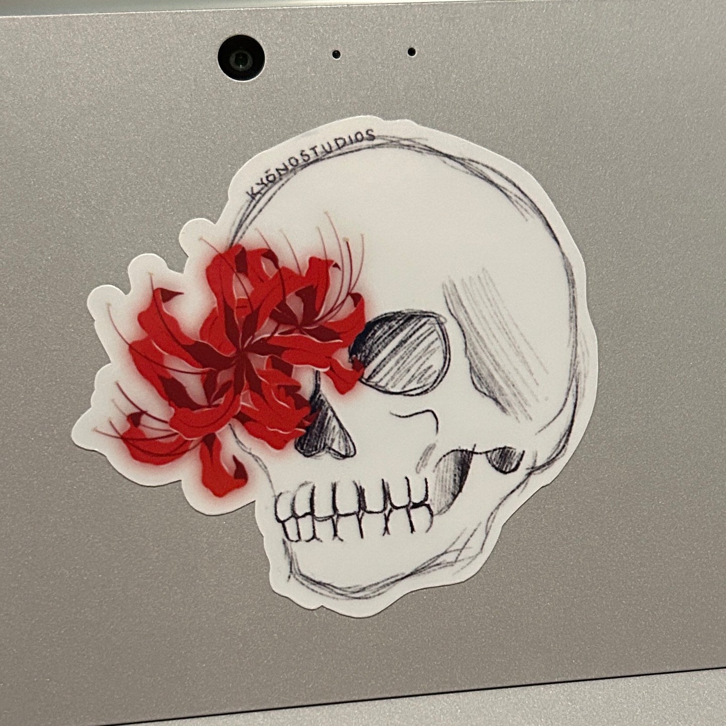 die cut spider-lily skull sticker