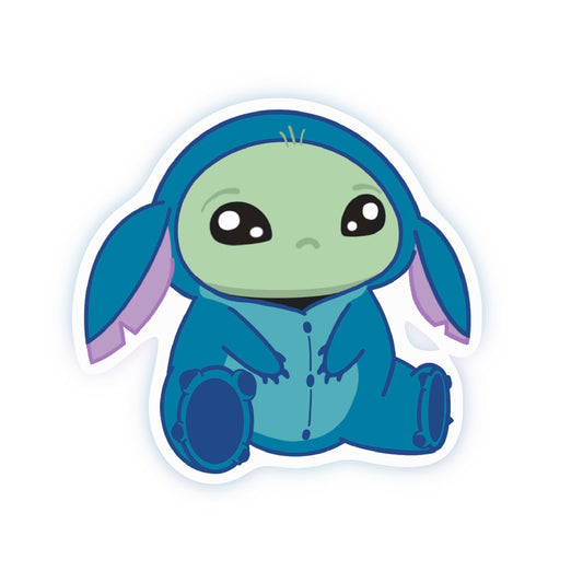 baby yoda in stitch pajamas